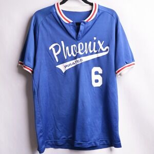 VTG Hi-Style Phoenix Pirates Baseball Jersey Blue Mens L USA‎ Made #6 SEE